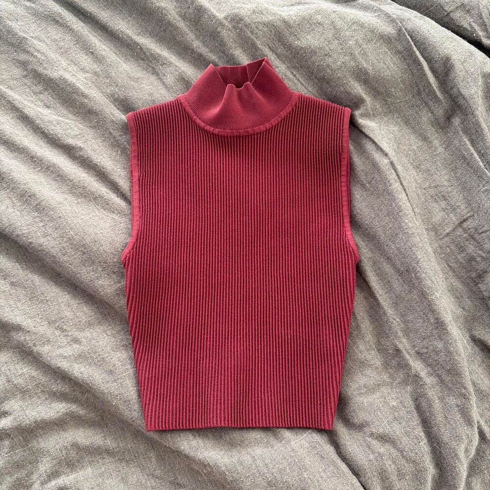 Aritzia Women's Burgundy and Pink Crop-top
